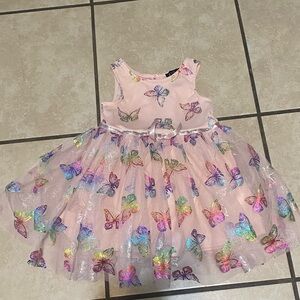 Lilt Pink Butterfly Kids Dress